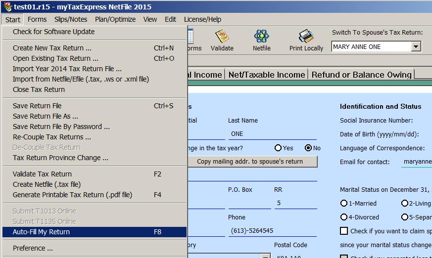 auto-fill my return